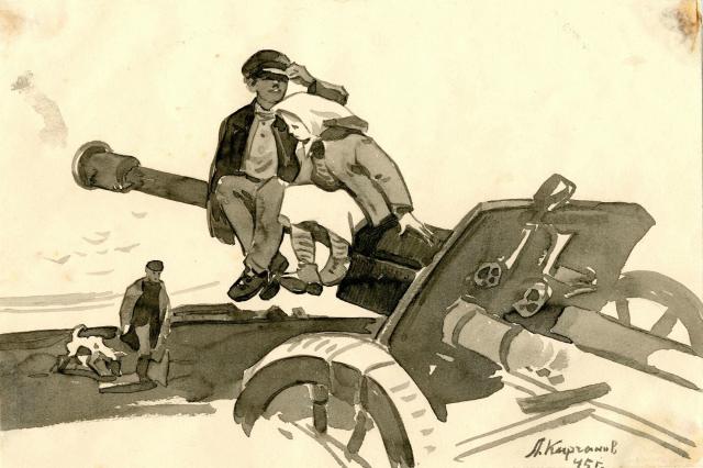Кирчанов А.Н. Дети на пушке. 1945 Кирчанов А.Н. Дети на пушке. 1945